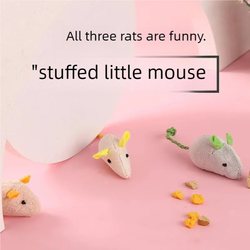 Catnip Interactive Plush Mouse - Catnip Mice Cat Toy Blue Gray